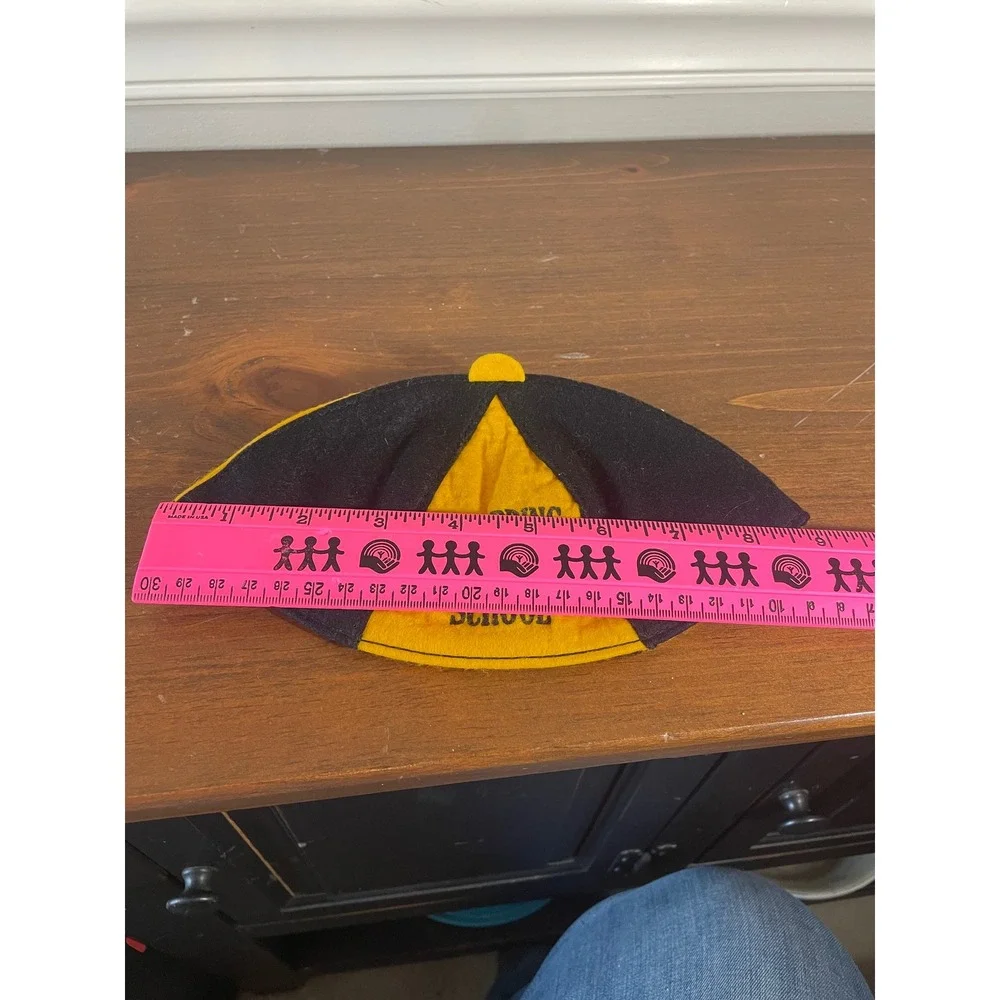Vintage Big Spring High School Felt Beanie Cap Hat Black Yellow School Spirit